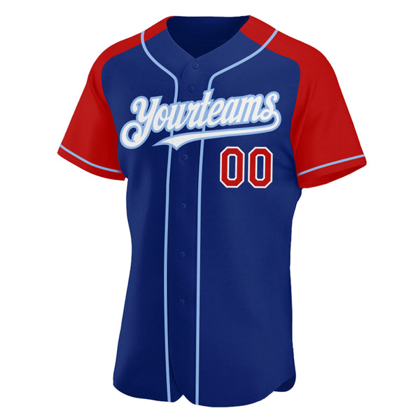 Cheap Custom Light Blue Red-Royal Authentic Raglan Sleeves Baseball Jersey  Free Shipping – CustomJerseysPro