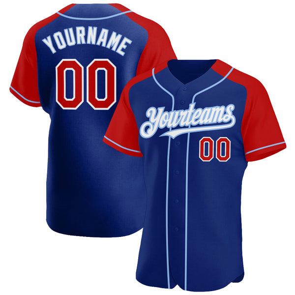 Cheap Custom Light Blue Red-Royal Authentic Raglan Sleeves Baseball Jersey  Free Shipping – CustomJerseysPro