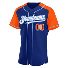 Загрузить изображение в средство просмотра галереи, Custom Royal Orange-Light Blue Authentic Raglan Sleeves Baseball Jersey
