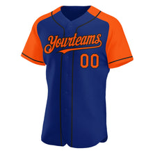 Загрузить изображение в средство просмотра галереи, Custom Royal Orange-Black Authentic Raglan Sleeves Baseball Jersey
