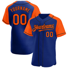 Загрузить изображение в средство просмотра галереи, Custom Royal Orange-Black Authentic Raglan Sleeves Baseball Jersey
