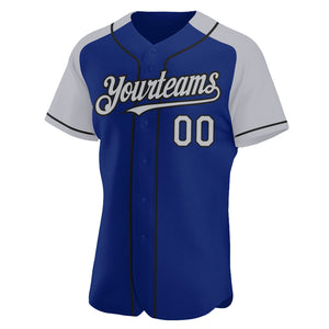 Custom Royal Gray-Black Authentic Raglan Sleeves Baseball Jersey