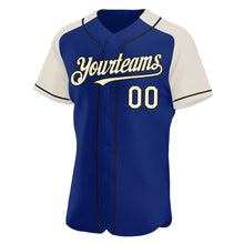 Загрузить изображение в средство просмотра галереи, Custom Royal Cream-Black Authentic Raglan Sleeves Baseball Jersey
