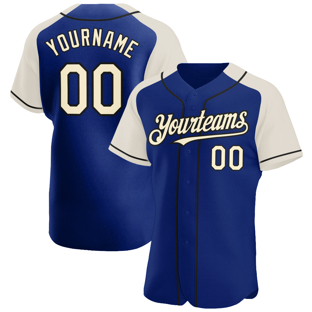 Custom Royal Cream-Black Authentic Raglan Sleeves Baseball Jersey