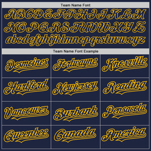 Custom Navy Gold Authentic Raglan Sleeves Baseball Jersey