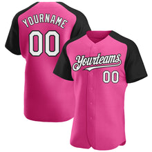 Загрузить изображение в средство просмотра галереи, Custom Pink White-Black Authentic Raglan Sleeves Baseball Jersey
