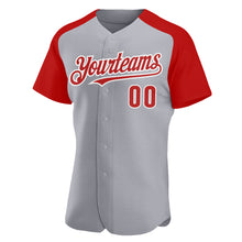 Загрузить изображение в средство просмотра галереи, Custom Gray Red-White Authentic Raglan Sleeves Baseball Jersey
