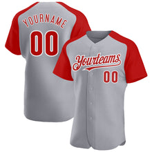 Загрузить изображение в средство просмотра галереи, Custom Gray Red-White Authentic Raglan Sleeves Baseball Jersey
