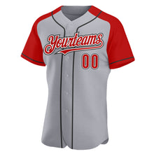 Загрузить изображение в средство просмотра галереи, Custom Gray Red-Black Authentic Raglan Sleeves Baseball Jersey
