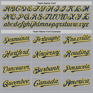 Custom Gray Royal-Yellow Authentic Raglan Sleeves Baseball Jersey