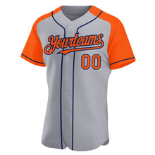 Laden Sie das Bild in den Galerie-Viewer, Custom Gray Orange-Navy Authentic Raglan Sleeves Baseball Jersey
