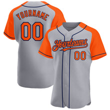 Laden Sie das Bild in den Galerie-Viewer, Custom Gray Orange-Navy Authentic Raglan Sleeves Baseball Jersey
