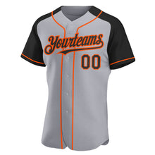 Laden Sie das Bild in den Galerie-Viewer, Custom Gray Black-Orange Authentic Raglan Sleeves Baseball Jersey
