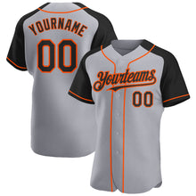 Laden Sie das Bild in den Galerie-Viewer, Custom Gray Black-Orange Authentic Raglan Sleeves Baseball Jersey
