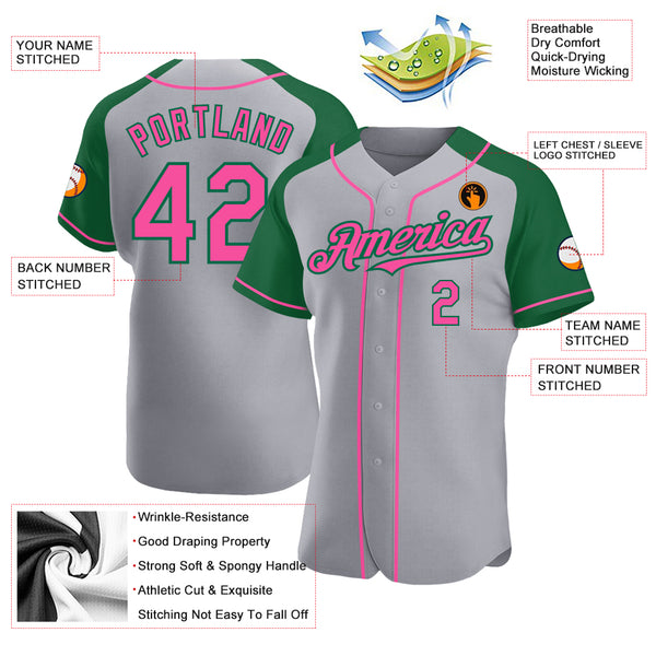 Cheap Custom Pink White Pinstripe Kelly Green Authentic Baseball Jersey  Free Shipping – CustomJerseysPro