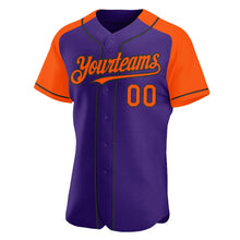 Загрузить изображение в средство просмотра галереи, Custom Purple Orange-Black Authentic Raglan Sleeves Baseball Jersey
