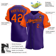 Загрузить изображение в средство просмотра галереи, Custom Purple Orange-Black Authentic Raglan Sleeves Baseball Jersey
