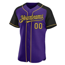 Загрузить изображение в средство просмотра галереи, Custom Purple Old Gold-Black Authentic Raglan Sleeves Baseball Jersey
