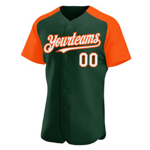 Загрузить изображение в средство просмотра галереи, Custom Green White-Orange Authentic Raglan Sleeves Baseball Jersey
