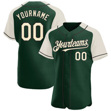 Загрузить изображение в средство просмотра галереи, Custom Green Cream-Black Authentic Raglan Sleeves Baseball Jersey
