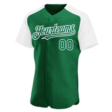 Загрузить изображение в средство просмотра галереи, Custom Kelly Green White Authentic Raglan Sleeves Baseball Jersey
