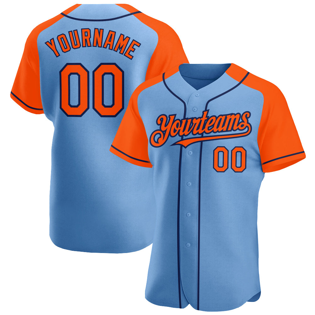 Custom Light Blue Navy-Teal Baseball Jersey