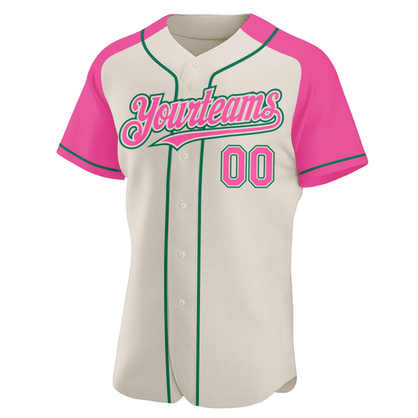 Cheap Custom Pink Cream Authentic Baseball Jersey Free Shipping