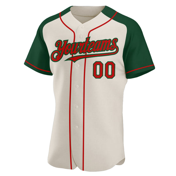 Cheap Custom Cream Red-Green Authentic Baseball Jersey Free