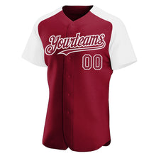 Laden Sie das Bild in den Galerie-Viewer, Custom Crimson White Authentic Raglan Sleeves Baseball Jersey
