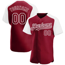 Laden Sie das Bild in den Galerie-Viewer, Custom Crimson White Authentic Raglan Sleeves Baseball Jersey
