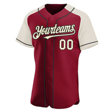 Laden Sie das Bild in den Galerie-Viewer, Custom Crimson Cream-Black Authentic Raglan Sleeves Baseball Jersey
