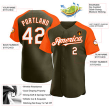 Charger l&#39;image dans la galerie, Custom Olive White-Orange Authentic Raglan Sleeves Salute To Service Baseball Jersey
