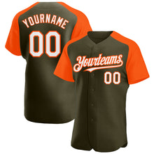 Charger l&#39;image dans la galerie, Custom Olive White-Orange Authentic Raglan Sleeves Salute To Service Baseball Jersey
