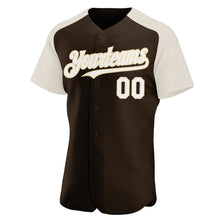 Laden Sie das Bild in den Galerie-Viewer, Custom Brown White-Cream Authentic Raglan Sleeves Baseball Jersey
