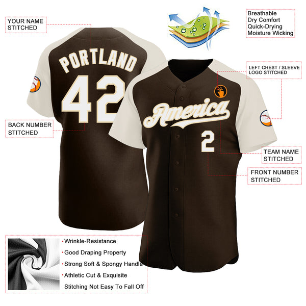 Cheap Custom Brown White-Cream Authentic Raglan Sleeves Baseball Jersey  Free Shipping – CustomJerseysPro