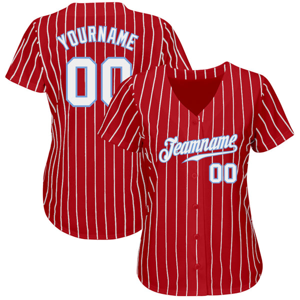 Custom Powder Blue Red Strip Red-Black Authentic Baseball Jersey