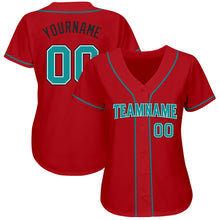 Charger l&#39;image dans la galerie, Custom Red Teal-Black Authentic Baseball Jersey
