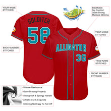 Charger l&#39;image dans la galerie, Custom Red Teal-Black Authentic Baseball Jersey
