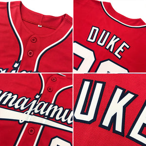 Custom Red White-Gray Authentic Baseball Jersey