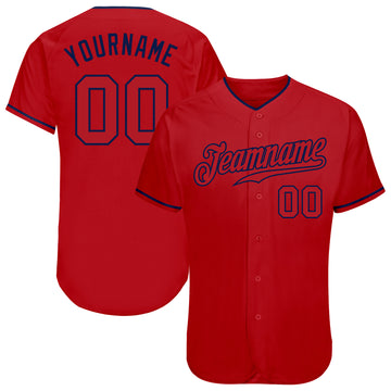 Custom Red Red-Navy Authentic Baseball Jersey