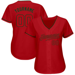 Custom Red Red-Green Authentic Baseball Jersey