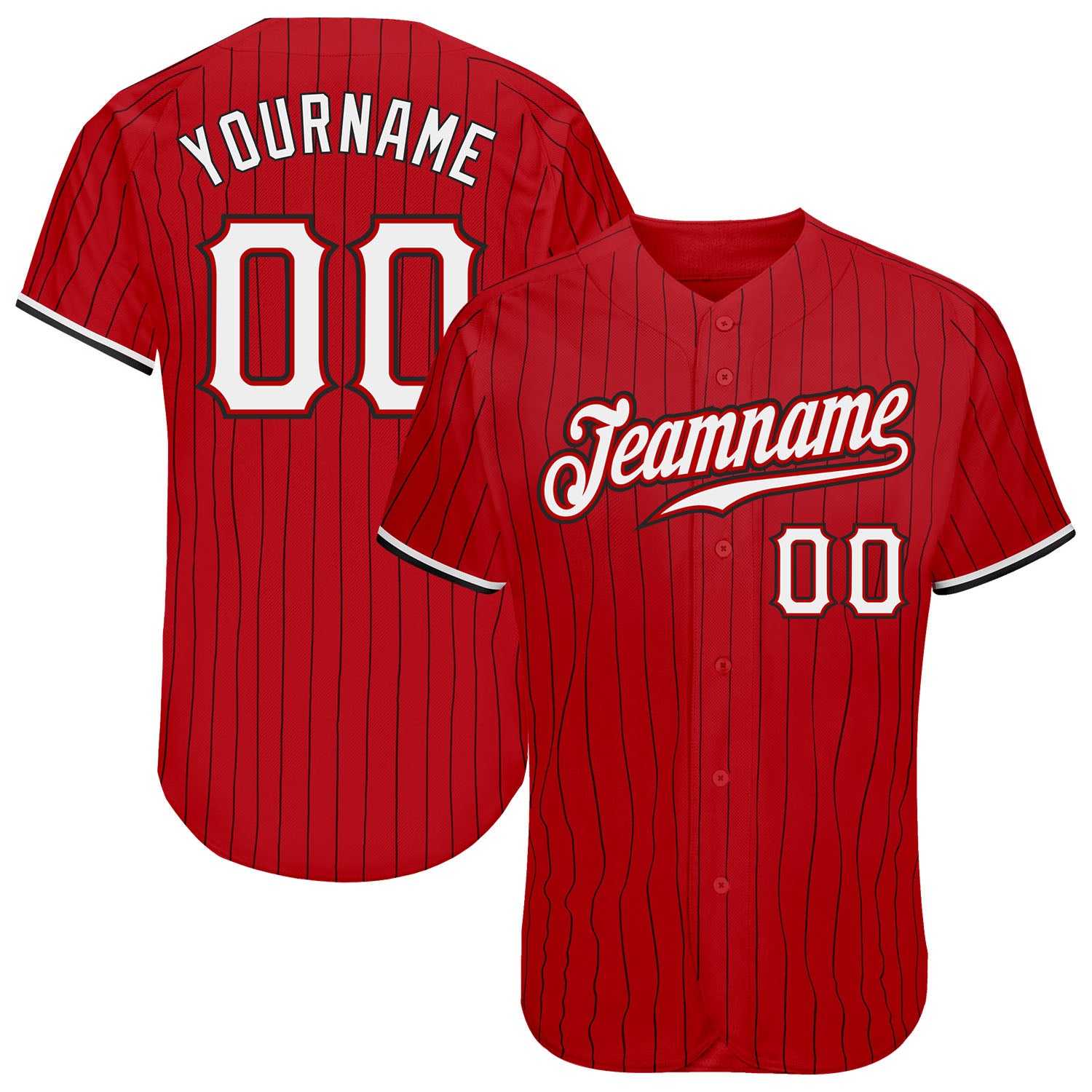 Custom Red Black Strip Black-White Authentic Baseball Jersey Discount