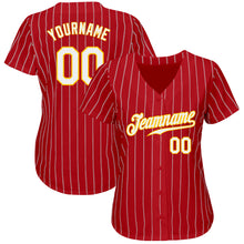 Charger l&#39;image dans la galerie, Custom Red Gold Pinstripe White-Gold Authentic Baseball Jersey
