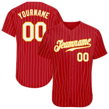 Charger l&#39;image dans la galerie, Custom Red Gold Pinstripe White-Gold Authentic Baseball Jersey
