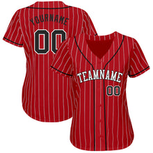 Charger l&#39;image dans la galerie, Custom Red White Pinstripe Black-White Authentic Baseball Jersey
