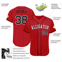 Charger l&#39;image dans la galerie, Custom Red White Pinstripe Black-White Authentic Baseball Jersey
