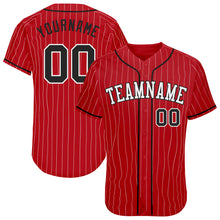 Charger l&#39;image dans la galerie, Custom Red White Pinstripe Black-White Authentic Baseball Jersey
