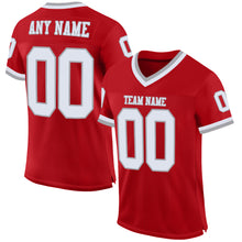 Load image into Gallery viewer, Custom Red White-Gray Mesh Authentic Throwback Football Jersey
