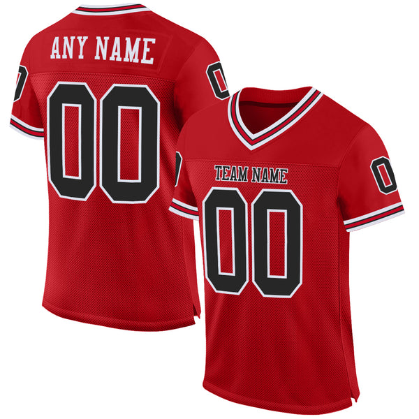 Custom Black Red-White Mesh Authentic Football Jersey – CustomJerseysPro