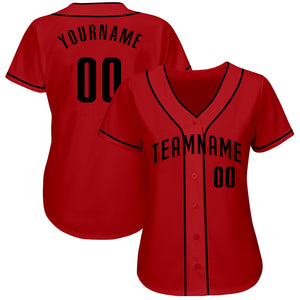 Custom Red Black Authentic Baseball Jersey